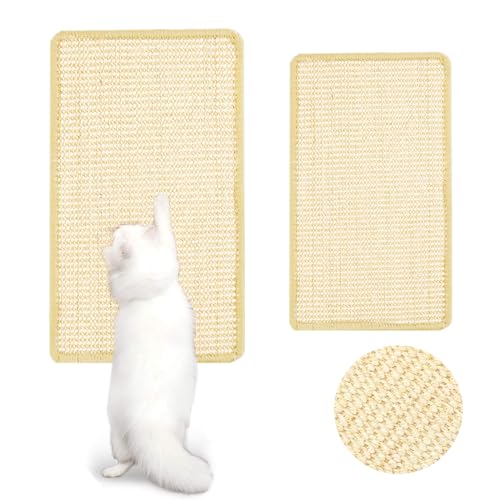 PIWOSGOL 2er Set Kratzmatte Katze, Kratzbrett Wand, Sisal Katzenkratzmatte natürliche Katzenkratzbretter 30x60cm, 25x50cm Kratzteppich Sisal für Katze, für Sofa Möbel Tür Kratzschutz von PIWOSGOL