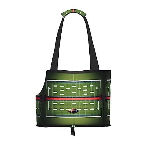 American Football Feld und Ball Print Haustier Tragetasche,Hund Katze Reisetasche,Tragbare Tasche Träger für kleine bis mittelgroße Katzen und kleine Hunde von PIXOLE