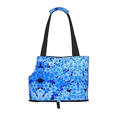 Blaue Blumen drucken Haustier-Tragetasche,Hund Katze Reisetasche,Tragbare Tasche Träger für kleine bis mittelgroße Katze und kleine Hunde von PIXOLE