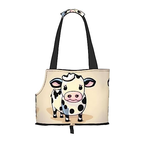 Cartoon Milch Kuh Druck Haustier Tragetasche,Hund Katze Reisetasche,Tragbare Tasche Träger für kleine bis mittelgroße Katzen und kleine Hunde von PIXOLE