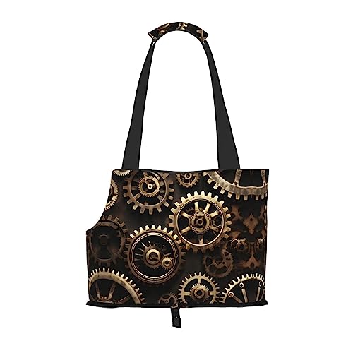 Cool Steampunk Gears Print Pet Carrier,Dog Cat Travel Bag,Portable Bag Carrier for Small to Medium Cat and Small Dog von PIXOLE