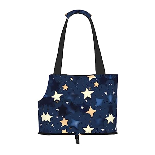 Faltbare Hundetragetasche, Motiv: Himmel und Sterne, geeignet für kleine Hunde und Katzen, für Outdoor-Reisen, Marineblau von PIXOLE