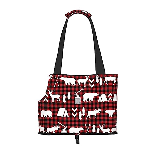 Faltbare Hundetragetasche, Motiv: Kuhhirsch, Baum, Weihnachten, geeignet für kleine Hunde und Katzen für Outdoor-Reisen von PIXOLE