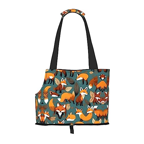Faltbare Hundetragetasche, Motiv: Viele Füchse, geeignet für kleine Hunde und Katzen für Outdoor-Reisen von PIXOLE