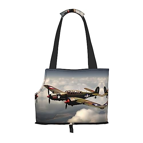 Faltbare Hundetragetasche, Motiv: Weltkrieg, Flugzeugdruck, geeignet für kleine Hunde und Katzen für Outdoor-Reisen von PIXOLE