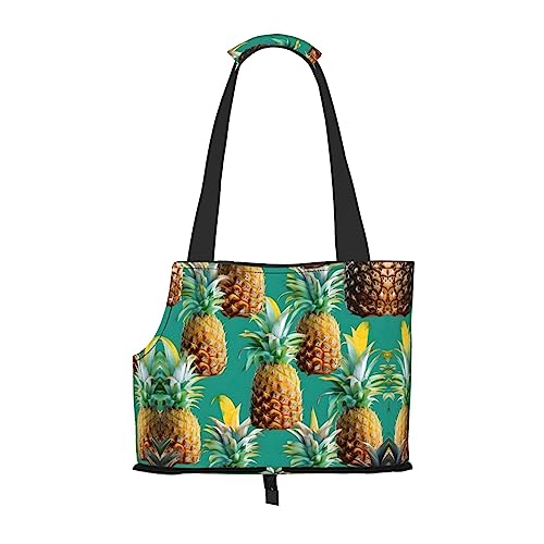 Faltbare Hundetragetasche, Motiv: tropische Ananas, geeignet für kleine Hunde und Katzen für Outdoor-Reisen von PIXOLE