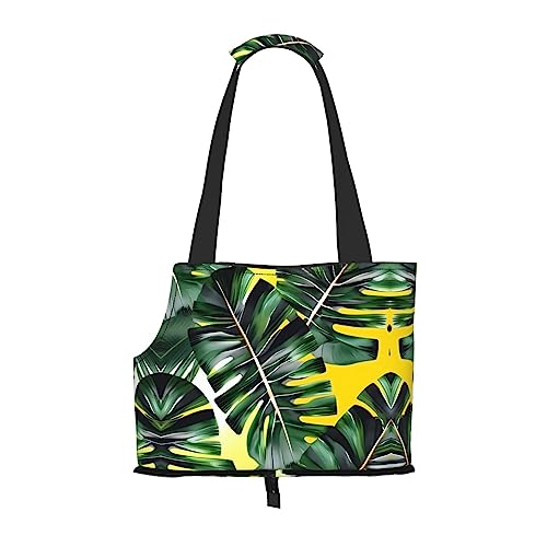 Faltbare Hundetragetasche, Motiv: tropische Bananenpalmenblätter, geeignet für kleine Hunde und Katzen für Outdoor-Reisen von PIXOLE