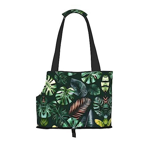 Faltbare Hundetragetasche, Motiv: tropische Blätter, geeignet für kleine Hunde und Katzen für Outdoor-Reisen von PIXOLE