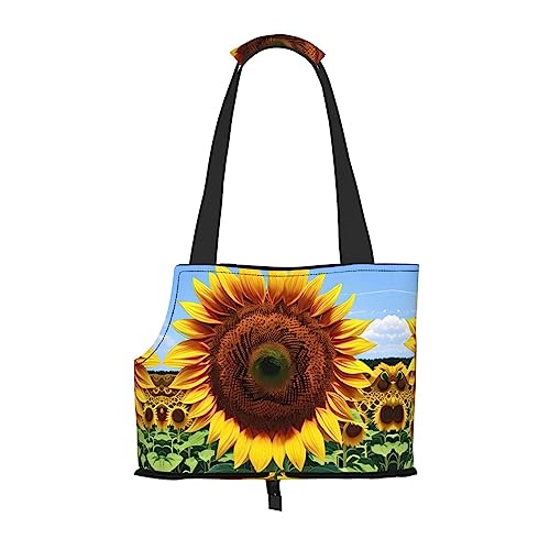Faltbare Hundetragetasche, Sonnenblumenmuster, geeignet für kleine Hunde und Katzen für Outdoor-Reisen von PIXOLE
