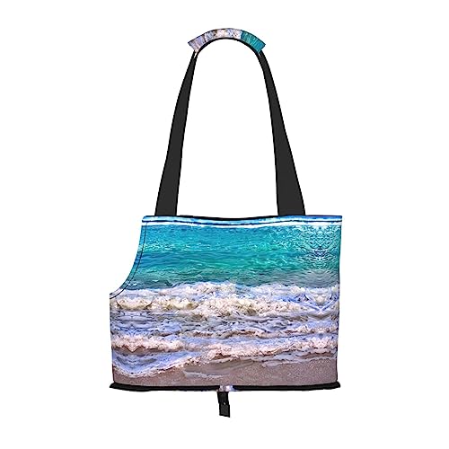 Faltbare Hundetragetasche für kleine Hunde und Katzen, Motiv: weißer Strand, tropisches Meer, für Reisen im Freien von PIXOLE