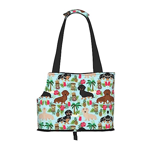 Faltbare Hundetragetasche mit Ananas-Druck, geeignet für kleine Hunde und Katzen für Outdoor-Reisen von PIXOLE
