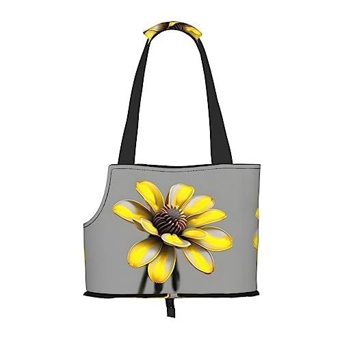 Faltbare Hundetragetasche mit Blumendruck, geeignet für kleine Hunde und Katzen, Gelb / Grau von PIXOLE