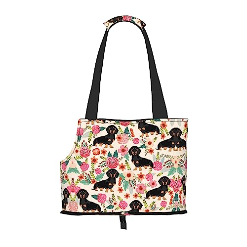 Faltbare Hundetragetasche mit Blumendruck, geeignet für kleine Hunde und Katzen für Reisen im Freien von PIXOLE