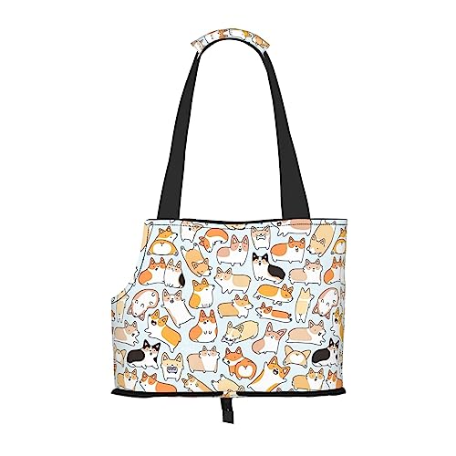 Faltbare Hundetragetasche mit Hundeaufdruck, geeignet für kleine Hunde und Katzen für Outdoor-Reisen von PIXOLE
