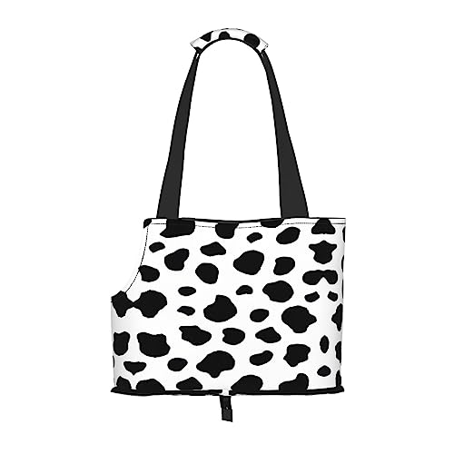 Faltbare Hundetragetasche mit Kuh-Aufdruck, geeignet für kleine Hunde und Katzen für Outdoor-Reisen von PIXOLE