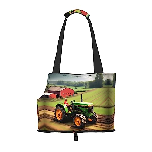 Faltbare Hundetragetasche mit Traktor-Farm-Muster, geeignet für kleine Hunde und Katzen für Outdoor-Reisen von PIXOLE
