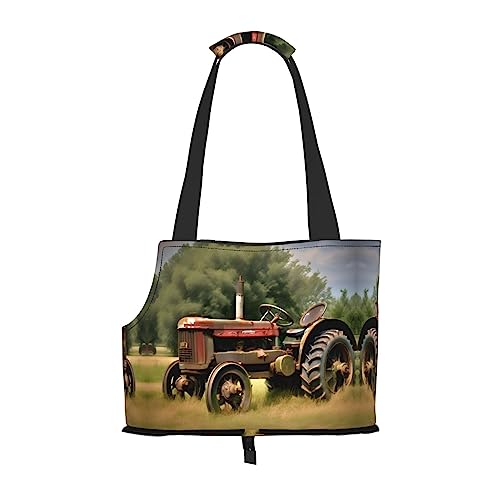 Faltbare Hundetragetasche mit altem Traktor-Fotodruck, geeignet für kleine Hunde und Katzen für Outdoor-Reisen von PIXOLE