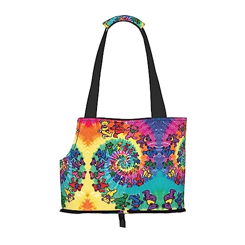 Faltbare Hundetragetasche mit tanzendem Erntedankbär-Motiv, geeignet für kleine Hunde und Katzen für Outdoor-Reisen von PIXOLE