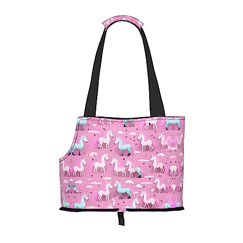 Faltbare Hundetragetasche mit vielen Einhörnern, geeignet für kleine Hunde und Katzen, für Reisen im Freien von PIXOLE