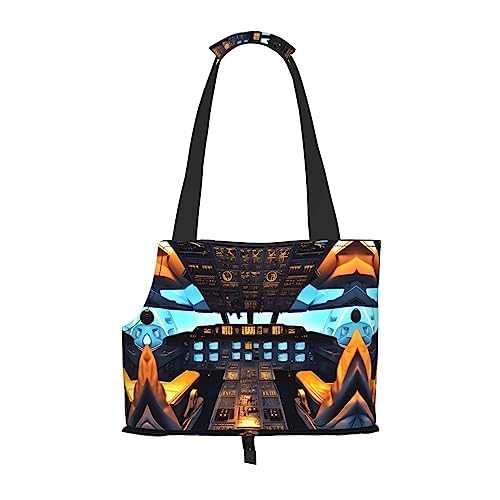 Flugzeug Cockpit Print Pet Carrier,Hund Katze Reisetasche,Tragbare Tasche Träger für kleine bis mittelgroße Katzen und kleine Hunde von PIXOLE