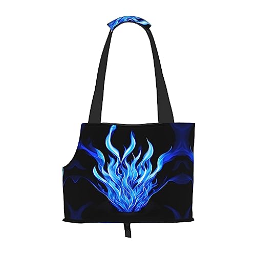 Indigo Flame Print Pet Carrier,Hund Katze Reisetasche,Tragbare Tasche Träger für kleine bis mittelgroße Katzen und kleine Hunde von PIXOLE