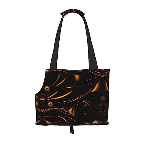 Schwarz und Gold Hintergrund Print Pet Carrier,Hund Katze Reisetasche,Tragbare Tasche Träger für kleine bis mittelgroße Katzen und kleine Hunde von PIXOLE