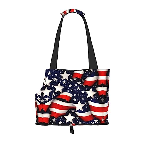 Tragetasche für Haustiere, amerikanische Flagge, Sterne und Streifen, für Hunde und Katzen, tragbare Tragetasche für kleine bis mittelgroße Katzen und kleine Hunde von PIXOLE