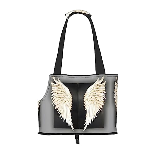Tragetasche mit Engelsfeder-Aufdruck,Hund/Katzen-Reisetasche,Tragbare Tasche für kleine bis mittelgroße Katzen und kleine Hunde Tragetasche mit Engelsfeder-Aufdruck,Hund/Katzen-Reisetasche,Tragbare Tasche für kleine bis mittelgroße Katzen und kleine Hunde von PIXOLE