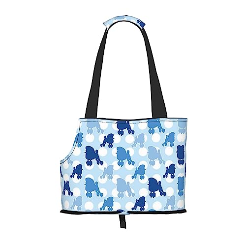 Transporttasche für Haustiere, Motiv: blauer Pudel, gepunktet, für kleine bis mittelgroße Katzen und kleine Hunde von PIXOLE