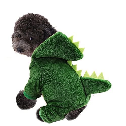 PIXRIY Dinosaurier Hund Halloween Kostüme für kleine mittelgroße Hunde und Katzen Super Weich Hund Hoodie Kleidung Outfit von PIXRIY
