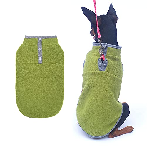 PIXRIY Hunde-Fleece-Pullover, weiche Hundeweste, Bekleidung, ärmellos, Welpen, Winter, kaltes Wetter, Kleidung, Hundejacke, Pullover für kleine, mittelgroße Hunde und Katzen (groß, grün) von PIXRIY