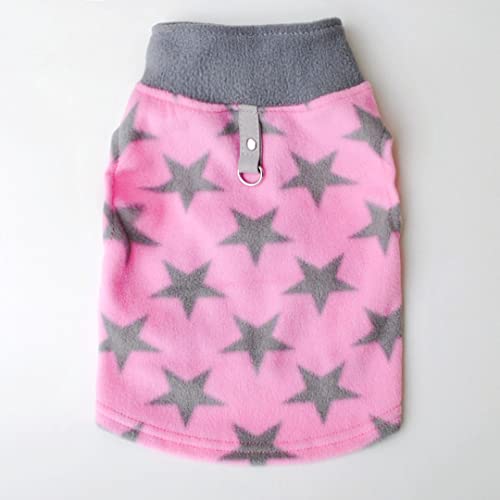 PIXRIY Hundepullover, weiche Fleece-Weste mit Ring für die Leine, Winter, Haustierkleidung für Welpen, kleine Hunde, Katzen, Teddy, Chihuahua, Yorkshire, für Weihnachten (XS (1 Stück), rosa Stern von PIXRIY