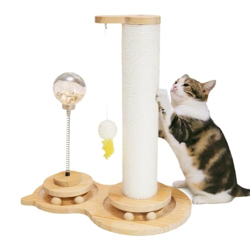 PJDDP 4-In-1-Katzenkratzbaum Mit Hängendem Sisalball, Katzenspielzeug Aus Holz, Ballbahn, Leckfutterspielzeug Für Die Stimulation Von Katzen Und Kätzchen Im Innenbereich PJDDP 4-In-1-Katzenkratzbaum Mit Hängendem Sisalball, Katzenspielzeug Aus Holz, Ballbahn, Leckfutterspielzeug Für Die Stimulation Von Katzen Und Kätzchen Im Innenbereich von PJDDP