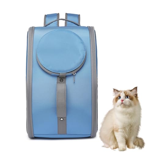 PJDDP Blau,Katzenrucksack, Haustier Hunde Katzen Rucksack,Tragbar Transportrucksack,Für Haustiere Reisen Atmungsaktive Rucksack Für Große Katzen Kleine Hunde von PJDDP