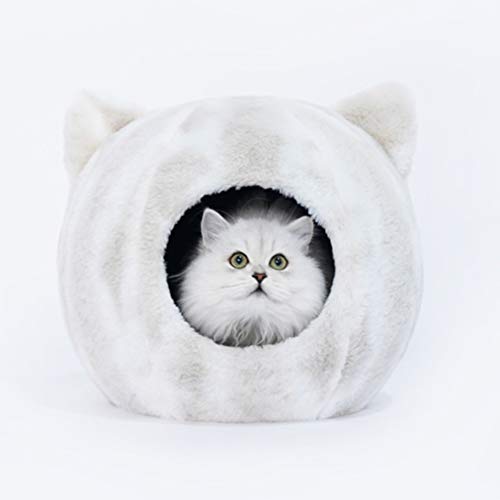 Cat Cave Bed Pet Sleeping Bett Für Katzen Und Kleine Hunde, Selbst Warming Haustier-Katze-Bett-Zelt Haus Für Katzen Winter-Haustier-Welpen-Indoor-Haustier-Nest, Weiss von PJDDP