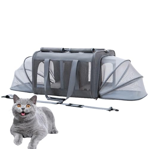 PJDDP Dark Gray Extension,Großer Katzentransportbox Für 2 Katzen Und Kleine Hunde Bis 17.5KG Mit Abnehmbarem Kissen,Faltbare & Erweiterbar Katzentransporttasche PJDDP Dark Gray Extension,Großer Katzentransportbox Für 2 Katzen Und Kleine Hunde Bis 17.5KG Mit Abnehmbarem Kissen,Faltbare & Erweiterbar Katzentransporttasche von PJDDP