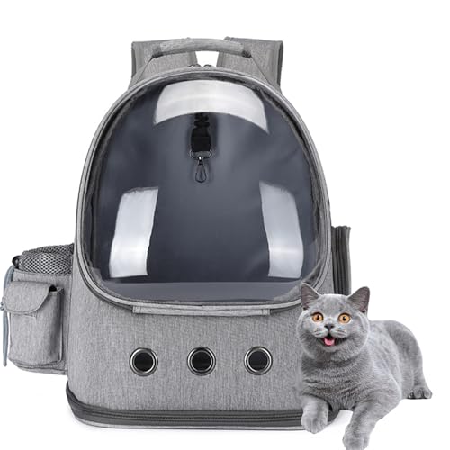 PJDDP Grau,Haustier Rucksack,Tragbar Raumkapsel Hunde Katzen Rucksack, Atmungsaktive Transportrucksack Transporttasche Für Haustiere Mit Sicherheitsleine,Für Camping von PJDDP