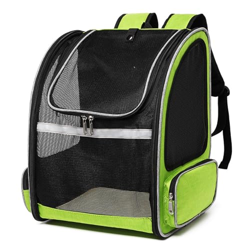 PJDDP Grün,Katzenrucksack Hunderucksack, Tragbare Und Faltbar Katzenrucksack Mit Netzfenster, Haustier Rucksack Zum Wandern, Campen, Reisen von PJDDP