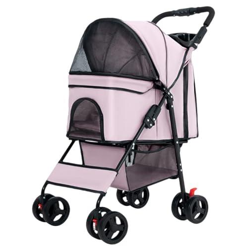 PJDDP Haustier-Kinderwagen, Faltbarer 4-Rad-Haustier-Kinderwagen, Hunde-Katzen-Kinderwagen Für Mittelgroße Kleine Hunde Und Katzen, Inklusive 360-Grad-Drehgelenk Am Vorderrad,Rosa PJDDP Haustier-Kinderwagen, Faltbarer 4-Rad-Haustier-Kinderwagen, Hunde-Katzen-Kinderwagen Für Mittelgroße Kleine Hunde Und Katzen, Inklusive 360-Grad-Drehgelenk Am Vorderrad,Rosa von PJDDP