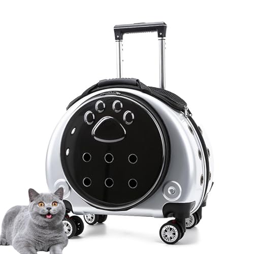 PJDDP Haustiergepäck, Rolltasche Für Haustiere Mit Transparenten Belüftungslöchern, Tragbarer Hunderucksack, Reise-Tragetasche Für Katzen/Hunde,Silber PJDDP Haustiergepäck, Rolltasche Für Haustiere Mit Transparenten Belüftungslöchern, Tragbarer Hunderucksack, Reise-Tragetasche Für Katzen/Hunde,Silber von PJDDP
