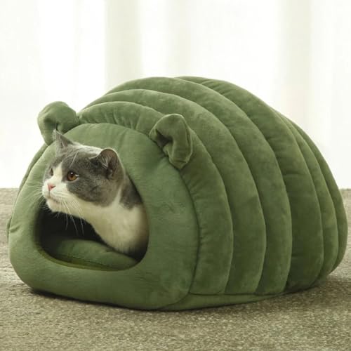 PJDDP Haustiernest, Katzenhausbett gemütliche halbvergängliche Katzennest Winter warmes Nest weiche Faltbare Schlafmatten Pad Cosy Kätzchen Cave,Grün PJDDP Haustiernest, Katzenhausbett gemütliche halbvergängliche Katzennest Winter warmes Nest weiche Faltbare Schlafmatten Pad Cosy Kätzchen Cave,Grün von PJDDP