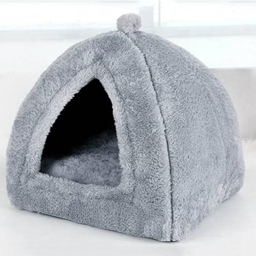 Haustierzelt, Ultra Weiches Katzenbett -Katzenhauszelt mit abnehmbarem waschbarem gepolstert,Grau von PJDDP