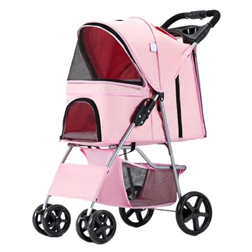 PJDDP Hunde- Und Katzen-Kinderwagen, 4-Rad-Haustier-Kinderwagen Mit Aufbewahrungskorb Und Getränkehalter Für Kleine Und Mittelgroße Katzen, Hunde-Reise-Klappwagen,Rosa PJDDP Hunde- Und Katzen-Kinderwagen, 4-Rad-Haustier-Kinderwagen Mit Aufbewahrungskorb Und Getränkehalter Für Kleine Und Mittelgroße Katzen, Hunde-Reise-Klappwagen,Rosa von PJDDP