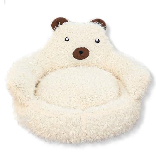 Hundesofa, Flauschiges Katzenbett, Weiche Plüsch Hundebetten Mit Rutschfester Unterseite, Waschbare Hundebett Für Kleine Hunde Katzen,Beige,S von PJDDP
