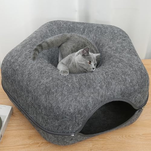 PJDDP Katzen -Tunnelbett für Innenkatzen, Haustunut -Donut -Bett Filzkatze Donut Kratzfest und waschbarer und Abnehmbarer runder Filzkatzendonut -Tunnel,Dark Grey,S PJDDP Katzen -Tunnelbett für Innenkatzen, Haustunut -Donut -Bett Filzkatze Donut Kratzfest und waschbarer und Abnehmbarer runder Filzkatzendonut -Tunnel,Dark Grey,S von PJDDP