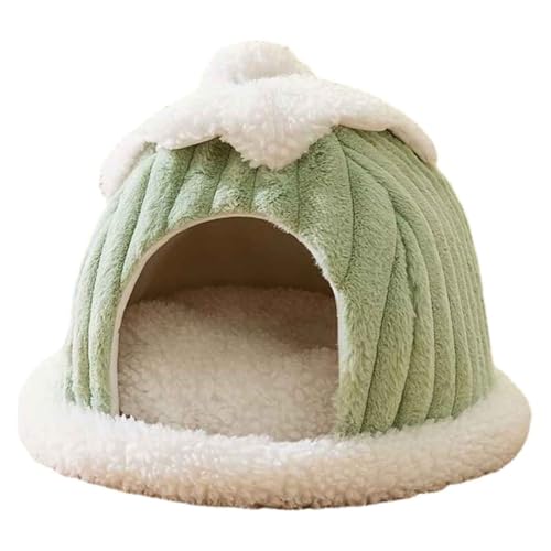 Katzenbett, Höhlenbett, Katzenhöhle, Halbgeschlossenes Schlafnest Aus Plüsch Mit Abnehmbarem, Waschbarem Kissen Für Kleine Haustiere Katzen,Grün,L Katzenbett, Höhlenbett, Katzenhöhle, Halbgeschlossenes Schlafnest Aus Plüsch Mit Abnehmbarem, Waschbarem Kissen Für Kleine Haustiere Katzen,Grün,L von PJDDP