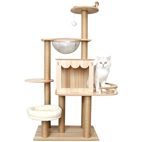 PJDDP Katzenkletterturm, 52 Zoll Katzenbaumturm, Mehrstufiges Katzenmöbel-Aktivitätszentrum Mit Katzenkratzbäumen, Runder Sitzstange, Raumkapsel PJDDP Katzenkletterturm, 52 Zoll Katzenbaumturm, Mehrstufiges Katzenmöbel-Aktivitätszentrum Mit Katzenkratzbäumen, Runder Sitzstange, Raumkapsel von PJDDP