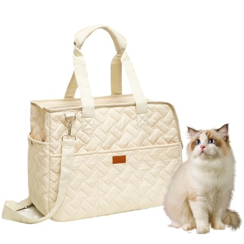PJDDP Katzentasche Und Hundetasche, Hundetasche Öffnung Oben, Atmungsaktiv, Tragbar, Transporttasche Mit Schultergurt Airline Zugelassen,Beige,S PJDDP Katzentasche Und Hundetasche, Hundetasche Öffnung Oben, Atmungsaktiv, Tragbar, Transporttasche Mit Schultergurt Airline Zugelassen,Beige,S von PJDDP