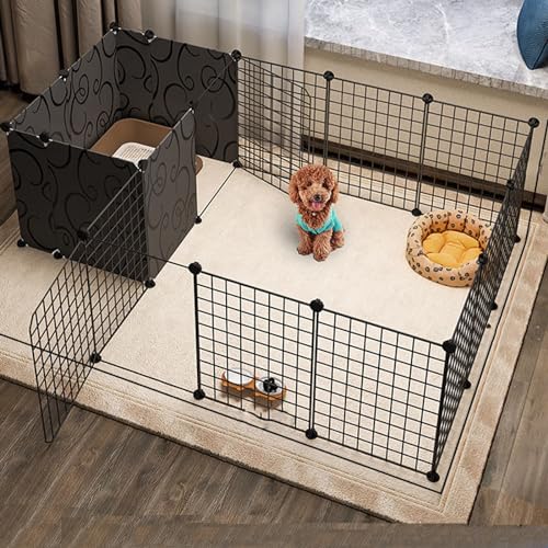 PJDDP Kleiner Hundezaun, Hundehaustier-Laufstall, DIY Kleintierkäfig, Metalldraht-Hofzaun, Großer Raum, Mit Toiletten-Trainingsbereich,Schwarz,no lace PJDDP Kleiner Hundezaun, Hundehaustier-Laufstall, DIY Kleintierkäfig, Metalldraht-Hofzaun, Großer Raum, Mit Toiletten-Trainingsbereich,Schwarz,no lace von PJDDP
