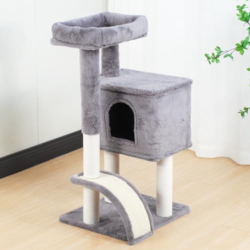 PJDDP Kleiner Kratzbaum 34 Zoll, Mehrstöckiger Kratzbaum, Katzenturm Für Hauskatzen, Plüschsitzstange, Katzenmöbel-Aktivitätszentrum Für Katzen, Kätzchen/Kleine Katzen,Grau PJDDP Kleiner Kratzbaum 34 Zoll, Mehrstöckiger Kratzbaum, Katzenturm Für Hauskatzen, Plüschsitzstange, Katzenmöbel-Aktivitätszentrum Für Katzen, Kätzchen/Kleine Katzen,Grau von PJDDP